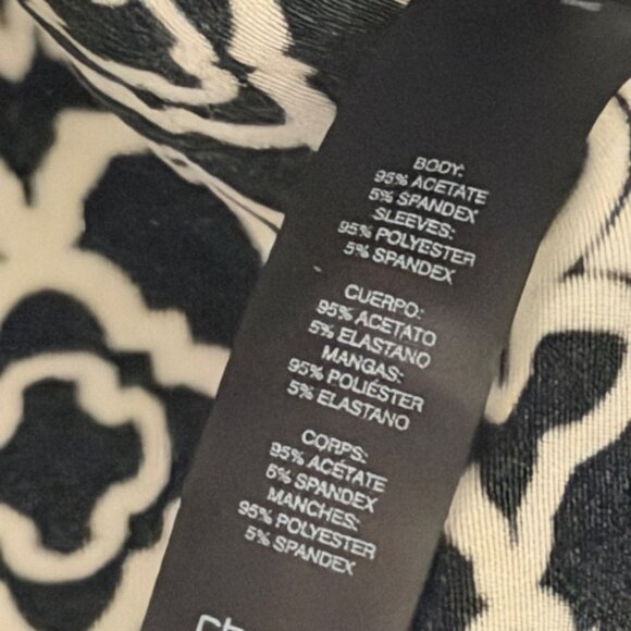 Chicos Black White Geometric Print Travelers blouse  Size M tunic - Picture 4 of 12